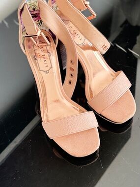 Ted Baker London Rose Blush Open-Toe Block Heel Sandals